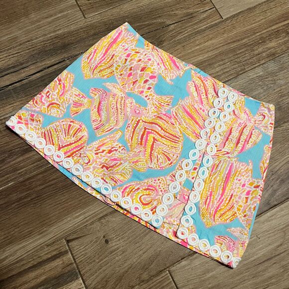 Lilly Pulitzer Lenore Tini Bikini Skort Embroidery Trim EUC Size 8 - Picture 1 of 9